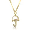 Guili 14K Gold Plated With Mother Of Pearl & Clear Cubic Zirconia Umbrella Design Pendant Necklace For Kids - 2 of 2
