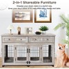58" Large Dog Crate Furniture for 2 Dogs, Indoor Wooden Kennel Table with Storage Drawers, Decorative Pet Crate - 3 of 4