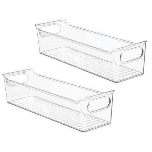 Mdesign Slim Plastic Home Office Storage Container Bin, Handles, 2 Pack ...