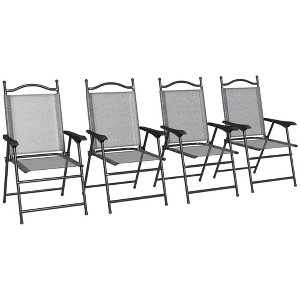 Okak Patio Camping Chairs with Armrests Set of 4, Foldable Chairs with Breathable Mesh Seat, Stadium Chair for Lawn, Hiking, Picnics - 1 of 4