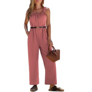 EXLURA Women's Summer Casual Dressy Jumpsuits Loose Overalls One Piece Sleeveless Wide Leg Pant Rompers with Pockets 2025 - 1 of 4