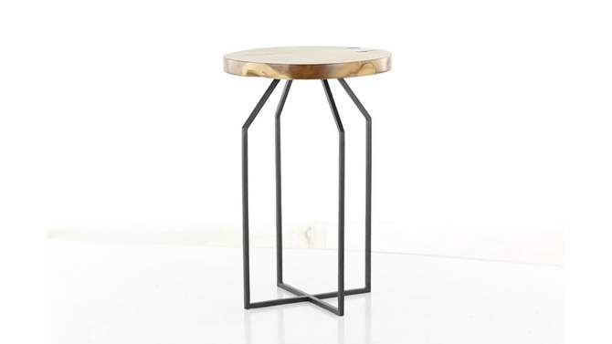 Contemporary Teak Wood Accent Table Chestnut - Olivia &#38; May, 2 of 8, play video