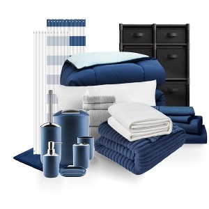 Nestl 20 PC Complete College Dorm Room Twin XL Bedding Bundle, Bed in a Bag Comforter Set - 1 of 4
