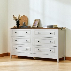 6 Drawer Dresser for Bedroom with Metal Handles, Wood Storage Cabinet Sideboard Buffet for Entryway, Hallway or Living Room - 1 of 4