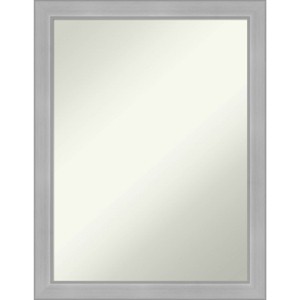 21" x 27" Non-Beveled Vista Brushed Nickel Narrow Bathroom Wall Mirror - Amanti Art: Includes Mounting Hardware - 1 of 4