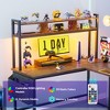 Besiost L-shaped Computer Desk with Hutch, Desk with Power Outlet and LED Light - 3 of 4