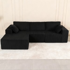 Racxily Modular Sectional Sofa with Pillow, Cloud L-Shape Couch with Chaise & Deep Seat for Living Room & Bedroom, Black - 1 of 4