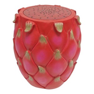 Vynxaria 13.4" Oversized Dragon Fruit Stool, Resin Multi-Purpose Stool/Side Table/Plant Stand - Indoor Outdoor Home Garden Decor - 1 of 4
