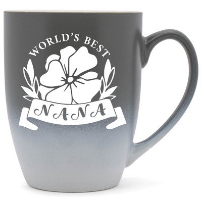 Elanze Designs World'S Best Nana Two Toned Ombre Matte Grey and White 12 ounce Ceramic Stoneware Coffee Cup Mug