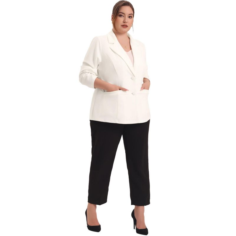 Agnes Orinda Women's Plus Size Button Down Notched Lapel Office Blazers, 3 of 6