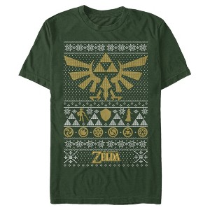 Men's Nintendo Ugly Christmas Legend of Zelda Triforce T-Shirt - 1 of 4