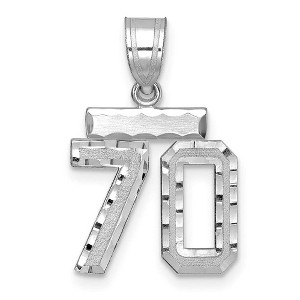 Black Bow Jewelry 14k White Gold, Varsity Collection, Small D/C Pendant, Number 70 - 1 of 3