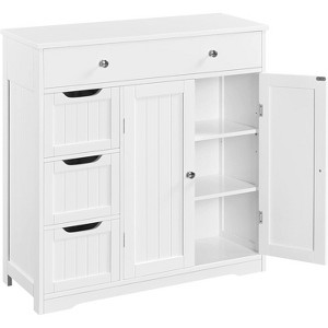 Dcolora Bathroom Free-Standing Floor Cabinet, Practical Storage Cabinet with 4 Drawers and 2 Doors - 1 of 4