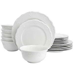 Elama Henryi 16 Piece Porcelain Dinnerware Set in White - 1 of 4