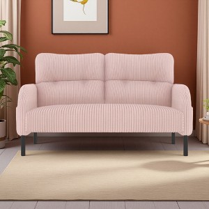 47.24" Corduroy Double Sofa with Side Pockets & Solid Wood Frame - 1 of 4