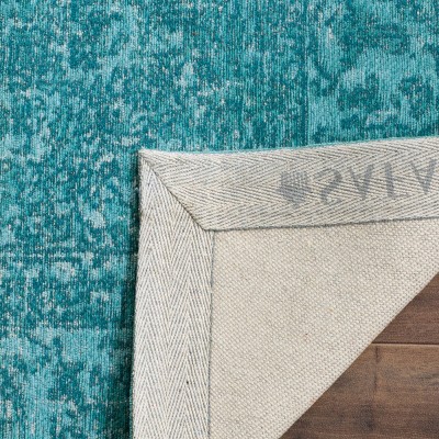 Aqua Flat Woven Handmade Reversible Rectangular Cotton Area Rug