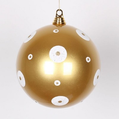 Vickerman 2-Finish Gold and White Polka Dots Shatterproof Christmas Ball Ornament 8" (200mm)