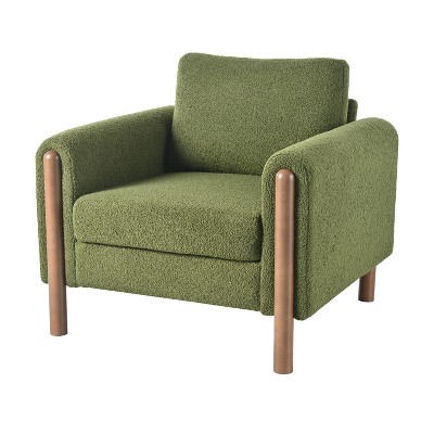 NicBex Teddy Accent Chair,Upholstered Living Room Chairs with Mid-Height Backrest and Walnut Leg,Modern Armchair,Accent Chairs for Living Room