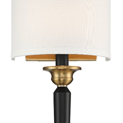 Arletta Black and Brass Wall Sconce with Linen Shade