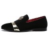 Santimon Men's Velvet Loafers with Gold Accents Slip-on Dress Shoes Black - 2 of 4