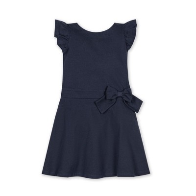 Hope & Henry Girls' Flutter Sleeve Knit Drop Waist Dress Made with Organic Cotton, Infant
