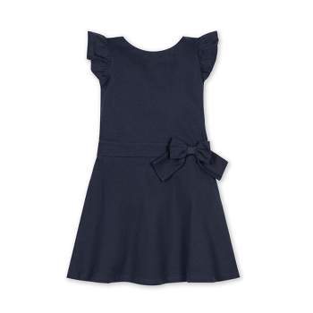 Hope & Henry Girls' Flutter Sleeve Knit Drop Waist Dress Made with Organic Cotton, Kids