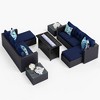 7pc Steel & Wicker Outdoor Rectangular Fire Pit Set with Cushions - Captiva Designs
 - 2 of 4