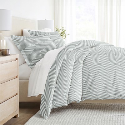 Modern Geometrics & Thatch Pattern 3PC Duvet Cover & Shams Set, Ultra Soft, Easy Care - Becky Cameron