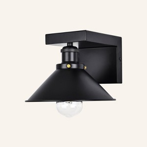 PAKOKULA 8.7 in. 1-Light Matte Black Wall Sconce with Cone Metal Shade - 1 of 4