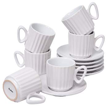 Nambe Skye Collection Espresso Cups with Saucer, Mini Coffee Mug, Porcelain  Mug for Caffe Mocha, Cappuccino, Milk or Mochaccino, 2oz