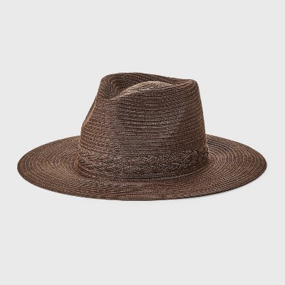 Straw Knit Fedora Hat - Universal Thread™ Brown