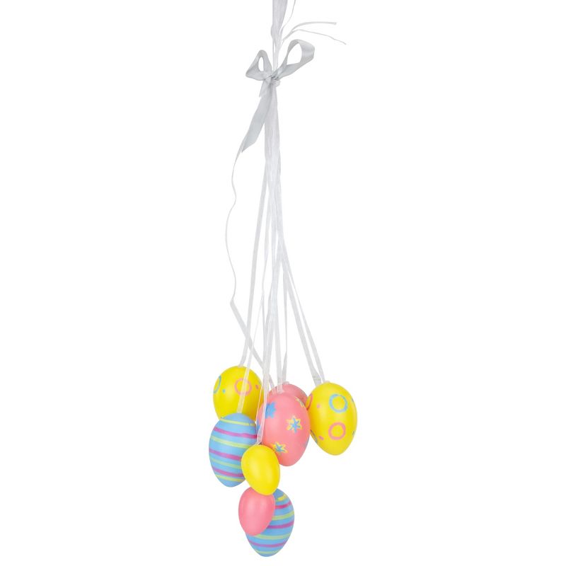 Northlight 17" Floral Striped Spring Easter Egg Cluster Hanging Decoration - Pink/Blue, 4 of 6