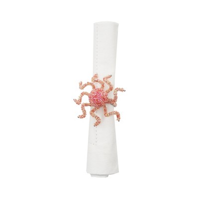 C&F Home Beaded Coral Octopus Napkin Ring Set of 6