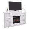 Barton Living Mantel TV Stand w/Electric Insert Fireplace Heater Firebox w/Log Off-White - image 3 of 4