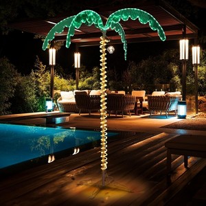 VINGLI 7FT Lighted Palm Tree, Outdoor Artificial Palm Tree with Lifelike Leaves and Rope LEDs for Outside Patio Pool Yard Holiday Decor - 1 of 4