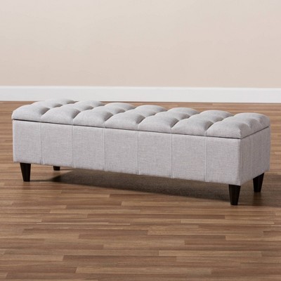 Brette 48'' Grayish Beige Tufted Fabric Storage Ottoman