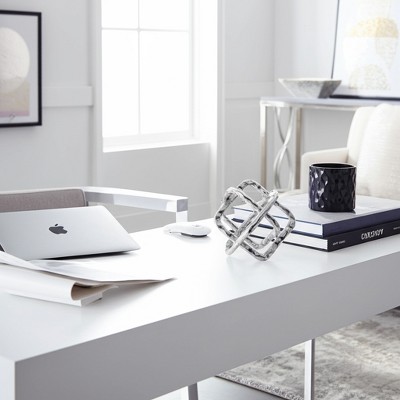 Textured Metal Geometric Sculpture for Home & Office - Glam Modern Accent Decor for Living Room & Bedroom