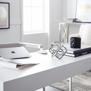 Textured Metal Geometric Sculpture for Home & Office - Glam Modern Accent Decor for Living Room & Bedroom - 1 of 4