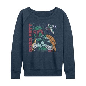 Women's - Star Wars - Boba Fett Lightweight French Terry Wide Neck Long Sleeve Shirt - 1 of 4