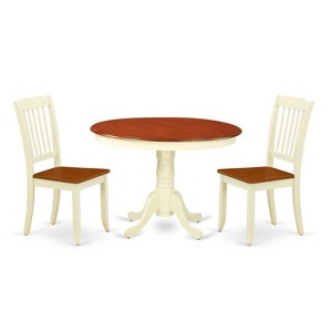 Round Dining Set 3pc 42 Inch Table & 2 Chairs Tuscan Style - 1 of 4