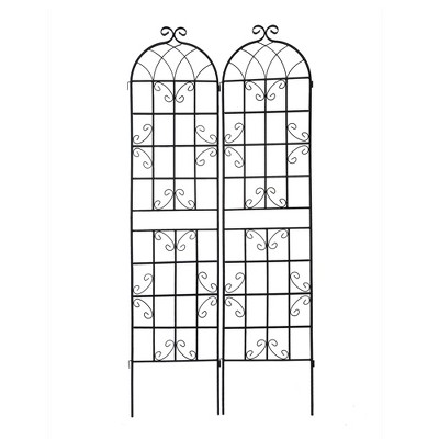 Maggift Patio Decorative Screens, Iron Arch Decoration Garden Trellis, for Outdoor for Climbing Plants Support, Flowerbed, Black, 40"*19.7"*86.7"