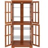 Sapphtopaz Antique 6-Tier Bookcase with Glass Doors Adjustable Shelves, Curio Display Cabinet, Bookshelf Showcase for Home or Office - 2 of 4