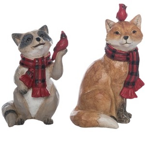 Transpac Resin Woodland Holiday Animal Figurine Set of 2 Christmas Home Decorations - 1 of 1