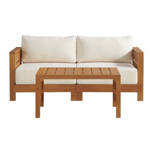 Alaterre Furniture 2pc Barton Outdoor Weather Resistant Furniture Set with Couch & Coffee Table - 1 of 4