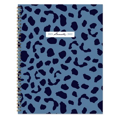 2021-22 Academic Planner 8.5" x 11" Blue Cheetah Daily/Weekly/Monthly - The Time Factory