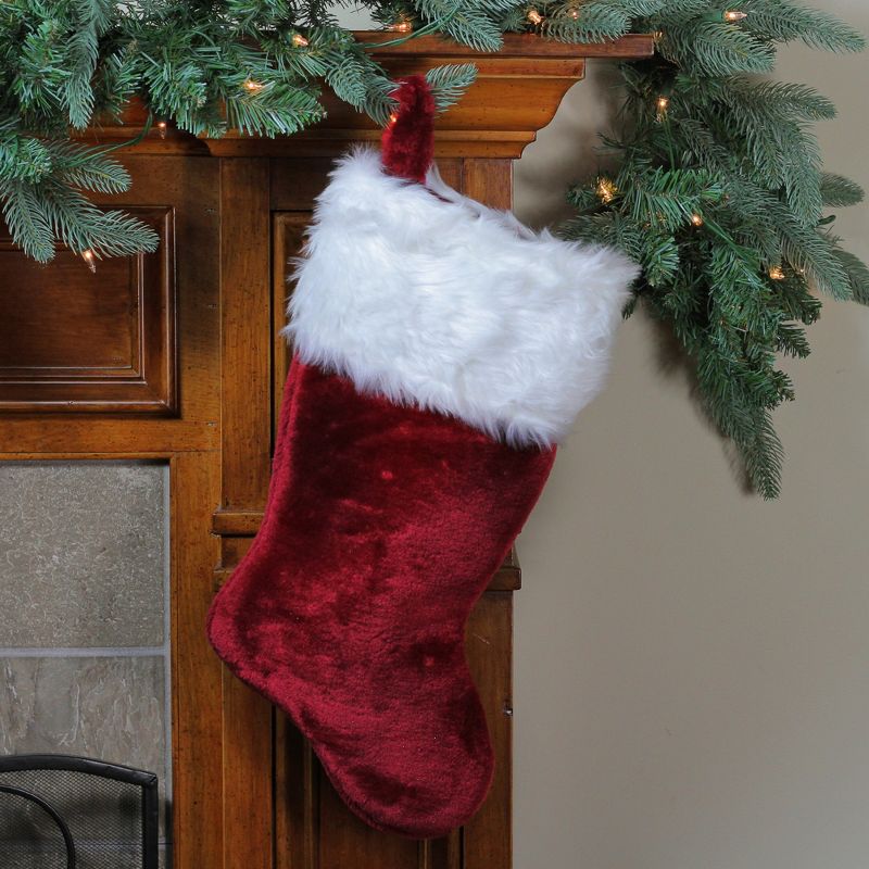 Northlight Traditional Christmas Stocking with Cuff - 20" - Burgundy and White, 2 of 4