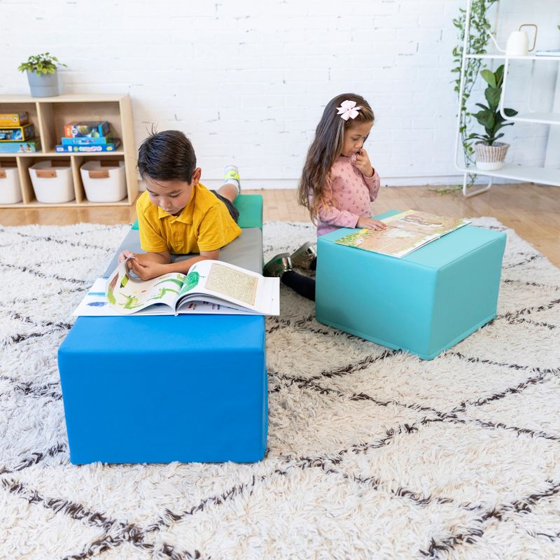 ECR4Kids SoftZone Square Foam Ottoman, Flexible Seating, 12in Seat Height, 4-Piece, 5 of 13
