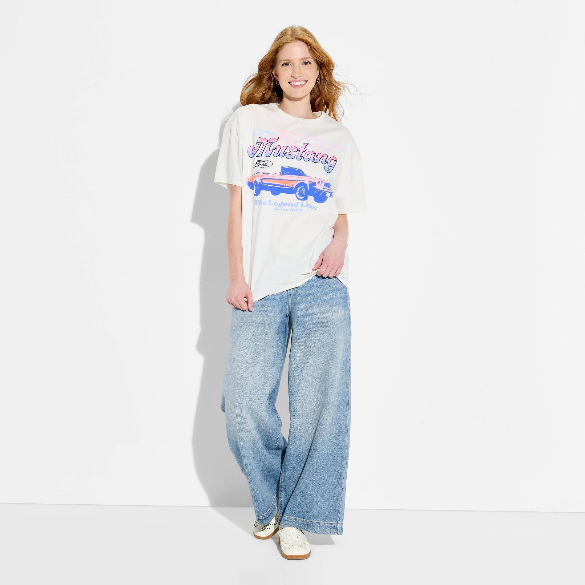 Women's Ford Mustang OS Short Sleeve Graphic T-Shirt - White