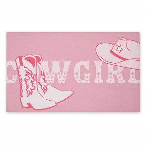 Stupell Industries Pink Feminine Dancing Cowgirl Printed Outdoor Door Mat, design by Corinne Rose Designs, 18"x30" - 1 of 4