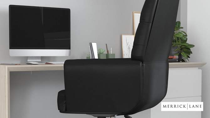 Merrick Lane Office Chair Ergonomic Executive Tufted Mid-Back With Padded Arms 360° Swivel And Adjustable Height, 2 of 16, play video